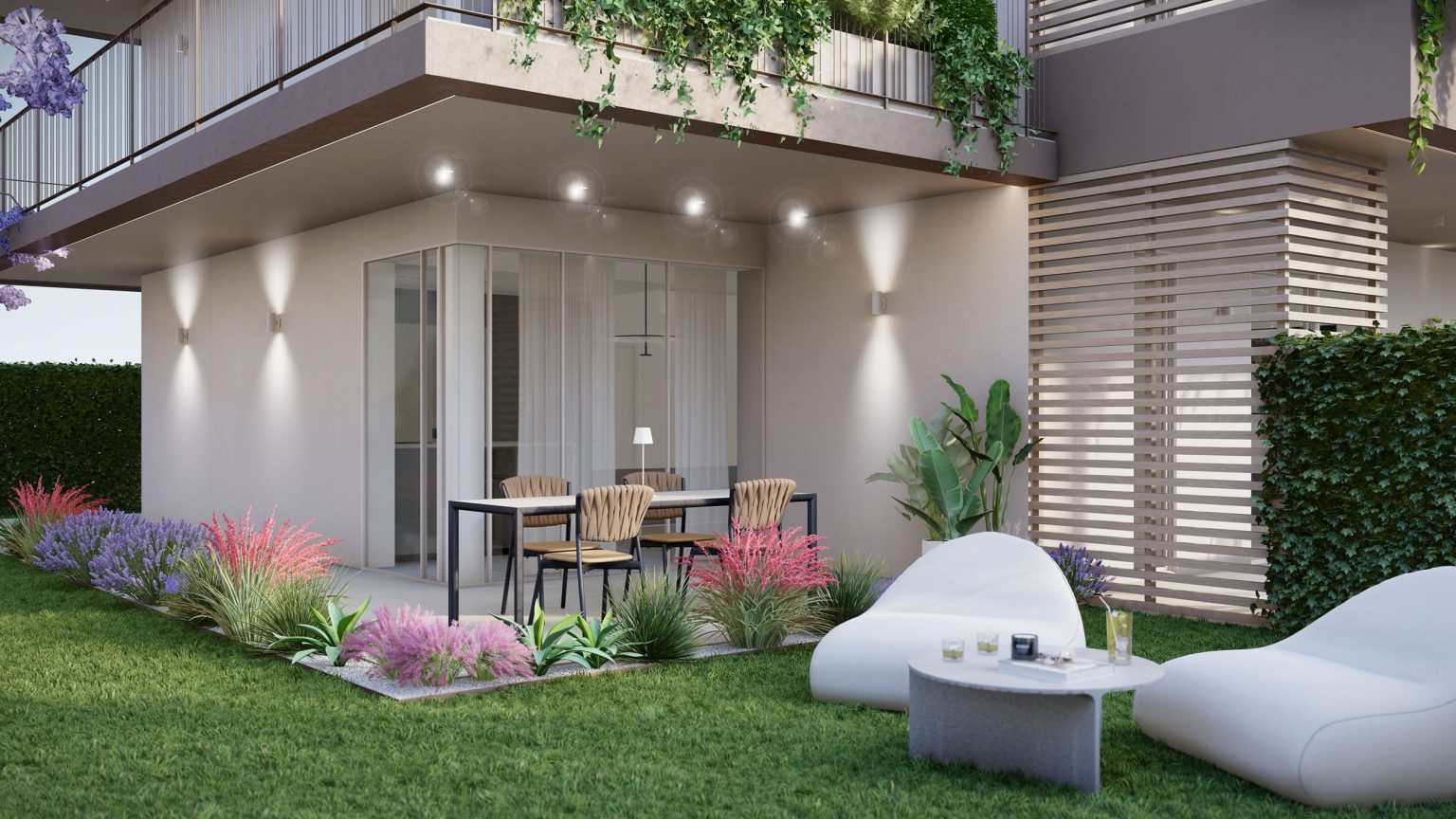 Appartamento 3A Giardino esterno sera - Residenze Civico 12 Loano