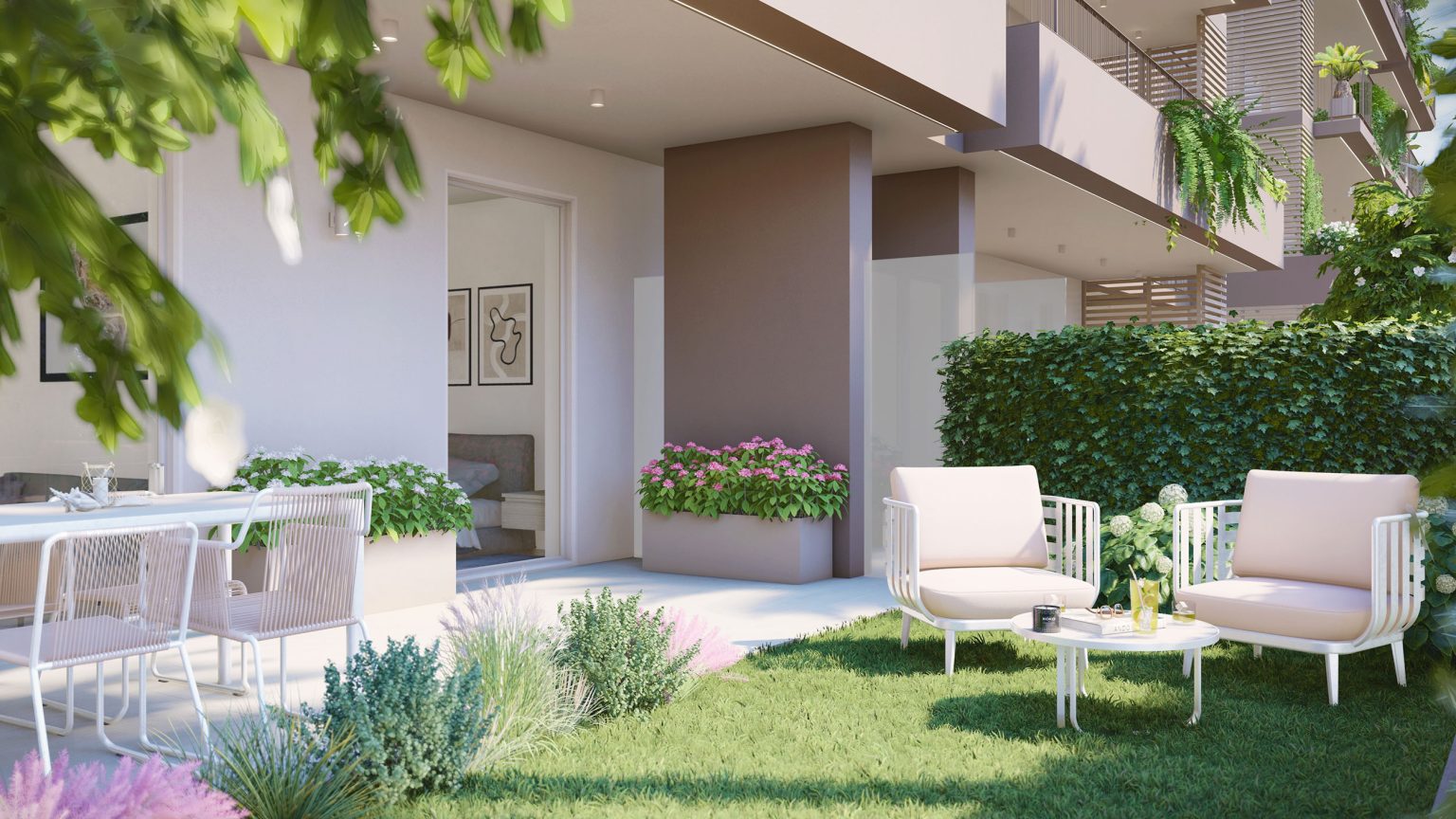 Appartamento 4A Giardino esterno mattino - Residenze Civico 12 Loano